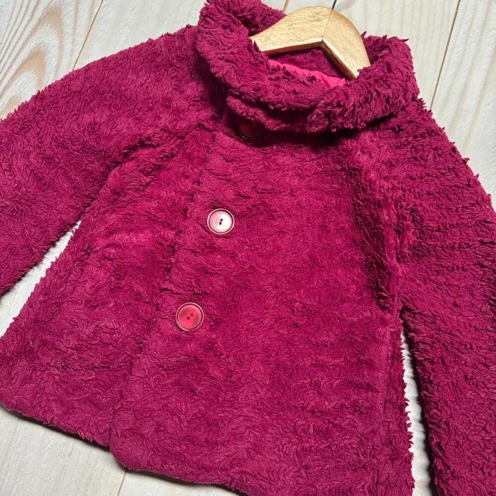 Patagonia Kids Girls Pelage Size XS 5-6 Faux Fur Fleece Jacket Magenta